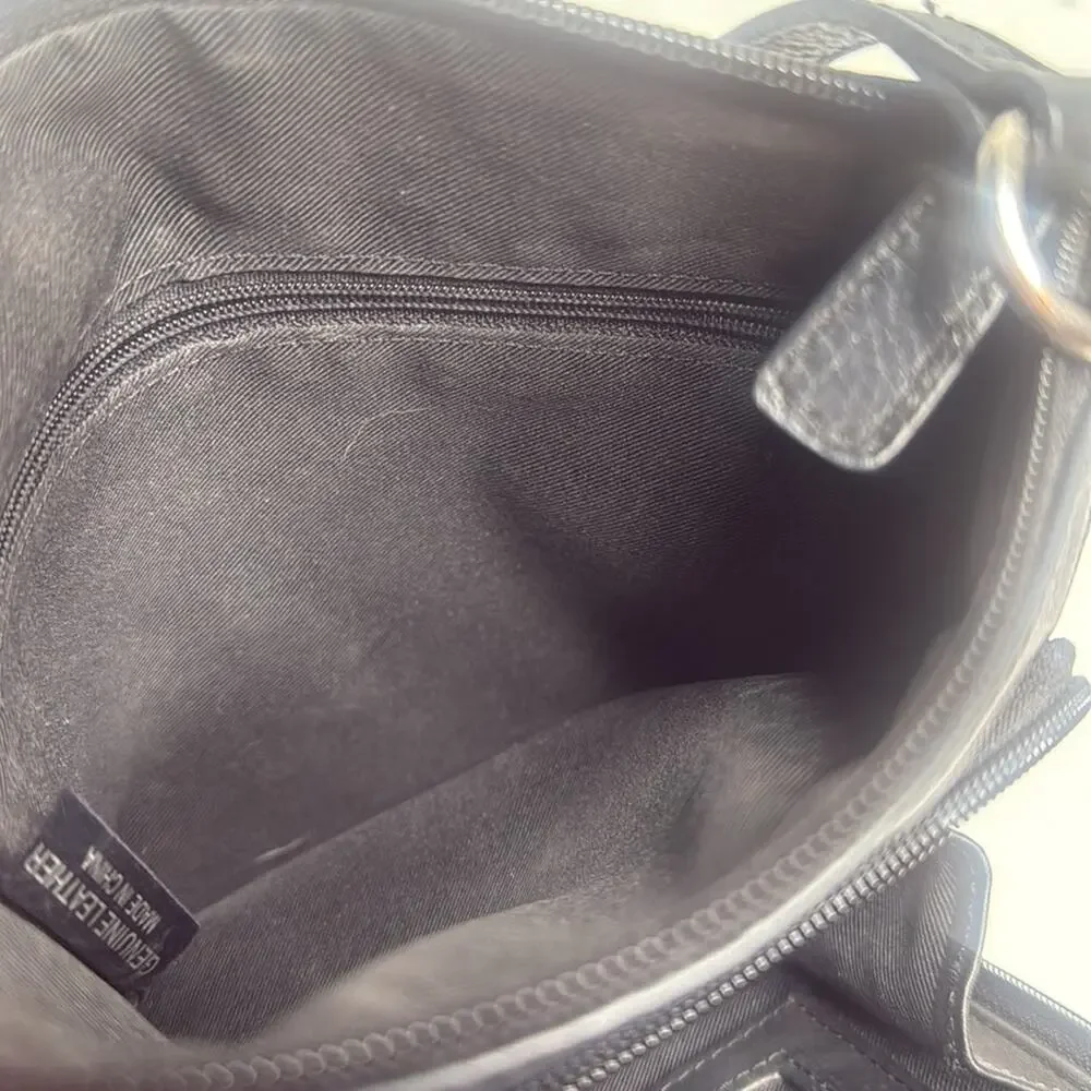 Fossil Unisex One Size Fits All Black Leather Pebbled Crossbody Bag